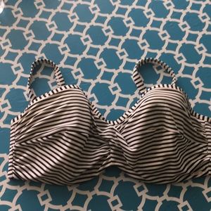 Black and white striped swim top